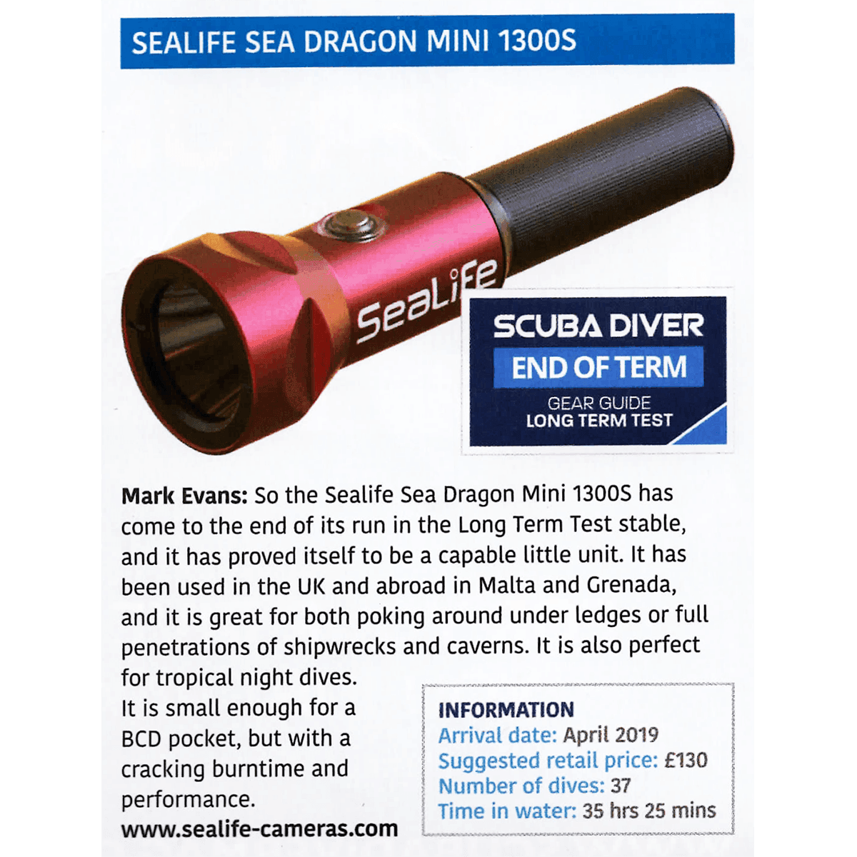 Sea Dragon Mini 1300s Power Kit - Scuba Grabbers